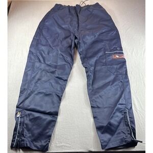 Vintage Lugz Cargo Pants Mens L Blue Windbreaker Skater Zip Ankles Baggy Y2K